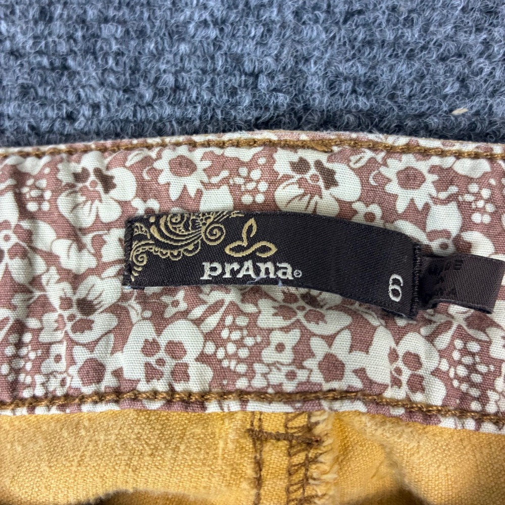 Vintage Prana Women Mustard Yellow Corduroy Straight Leg Pant 6 Boho Outdoor - Picture 2 of 10